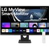 LG 27SR50F Smart Monitor 27" Full HD LED IPS HDR10, 1920x1080, smart webOS 23 con app di streaming, Audio Stereo 10W, 2x HDMI, 1x USB, WiFi, Miracast, AirPlay, Telecomando, Nero