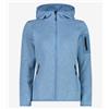 Cmp Woman Jkt Fix Hood Pile Capp. Zip Azzurro Melange Donna