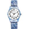 OIDEA Orologi unisex elastici Boemia: blu orologio da polso analogico al quarzo con grande quadrante digitale trasparente orologio regalo per uomo donna