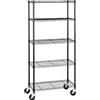 Amazon Basics Scaffaliera a 5 ripiani medi con rotelle da 10,2 cm, altezza dei ripianie piedini regolabili, peso massimo 680 kg, Nero, 35,6 x 76.2 x 164.5 cm (D x W x H)