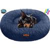 Lovpet® Letto per Cani e Gatti Bagel Ø 120 cm - (4XL), Lavabile, incl. Ciotola + 3X Ossi da Masticare, Divano in Peluche per Cani di Piccola, Media e Grande Taglia, Gatti - Blu Marino