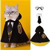 MANON ROSA Costume di Halloween per gatti, travestimento da mago per cani, con mantello da strega, papillon e occhiali, abbigliamento per feste per cani di taglia piccola, media e grande, cuccioli,