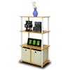 Furinno Scaffali di Stoccaggio, Beech and White, 4-Tier Single with Bins