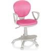 HJH Office 671012 sedia girevole per bambini KID COLOR G1 tessuto rosa/grigio sedia da ufficio per bambini, poggiapiedi e seduta regolabili in altezza