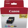 CANON Multipack 4 cartucce CANON CLI-551 Nero, Ciano, Magenta, Giallo
