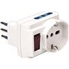 POLYPOOL Adattatore multipresa con spina "piccola" 10A 2P+T, 3 prese "grandi", 2 bivalenti 10/16A 2P+T e 1 presa 250V, interruttore di sicurezza, bianco