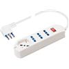 POLYPOOL Presa multipla 250V con 3 prese "grandi" 10/16A 2P+T, 1 presa "grande" pluristandard 1,5 m cavo spina "piccola" salvaspazio 10A interruttore di sicurezza, bianco