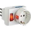SCAME POLYPOOL Adattatore multipresa con spina 16A 2P+T, 2 prese bivalenti 10/16A 1 presa pluristandard 2P+T 250V e interruttore luminoso, bianco