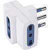 POLYPOOL Adattatore multipresa con spina 16A 2P+T e 3 prese bivalenti 10 /16A 250V, bianco