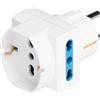 POLYPOOL Adattatore pluristandard con spina 16A 2P + T, 2 prese bivalenti 10/16A T e 1 presa 10 - T 250V, bianco