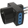 SCAME POLYPOOL Adattatore multipresa con spina 10A 2P+T, 2 prese 2P+T e 1 presa 10 - 16A 250V, nero