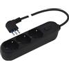 POLYPOOL Presa multipla 250V con 3 prese "grandi" pluristandard 10/16A 2P+T, 1,5 m cavo spina "piccola" salvaspazio 10A interruttore di sicurezza, nero