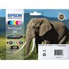 EPSON Multipack 6 cartucce EPSON Elefante 24 Nero, Giallo, Ciano, Magenta, Ciano chiaro, Magenta chiaro