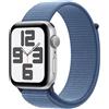 APPLE Watch SE GPS, Cassa 44 mm in alluminio argento con Sport Loop blu inverno 2023