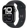 APPLE Watch Series 10 GPS 46mm in alluminio color Jet Black con cinturino Sport nero - M/L