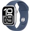 APPLE Watch Series 10 GPS + Cellular 42mm in alluminio color argento con cinturino Sport denim - S/M