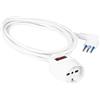 POLYPOOL Prolunga 250V con 3 m di cavo, presa "grande" pluristandard 10/16A 2P+T, spina "piccola" salvaspazio 10A interruttore sicurezza, bianco