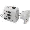 POLYPOOL Adattatore da viaggio universale compatto 10/16A 3 poli con fusibile di protezione 10A 250V, bianco. Utilizzabile in più 150 paesi del mondo