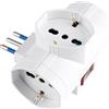 POLYPOOL Adattatore multipresa con spina "piccola" 10A 2P+T, 3 prese "grandi" 10/16A 2P+T 250V, interruttore di sicurezza, bianco