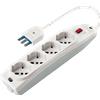 POLYPOOL Presa multipla 250V con 4 prese pluristandard 10/16A 2P+T, 1,5 m cavo spina 16A interruttore luminoso, bianco