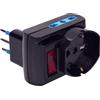 POLYPOOL Adattatore multipresa con spina "piccola" 10A 2P+T, 3 prese "grandi", 2 bivalenti 10/16A 2P+T e 1 presa 250V, interruttore di sicurezza, nero