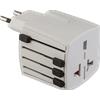 POLYPOOL Adattatore da viaggio "MUV Micro" universale compatto 2 poli con fusibile di protezione 2,5 A 250V, bianco