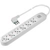 SCAME POLYPOOL Presa multipla 250V con 6 prese pluristandard 10/16A 2P+T, 1,5 m cavo spina 16A uscita a 90°, interruttore luminoso, bianco