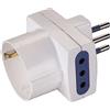 POLYPOOL Adattatore multipresa con spina 10A 2P+T, 2 prese 2P+T e 1 presa 10 - 16A 2P+T 250V, bianco