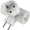 POLYPOOL Adattatore multipresa con spina e 3 prese standard tedesco 16A 2P+T terra laterale, bianco