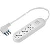 SCAME POLYPOOL Presa multipla 250V con 3 prese pluristandard 10/16A 2P+T, 1,5 m cavo spina 16A uscita a 90°, interruttore luminoso, bianco