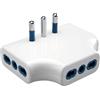 POLYPOOL Adattatore Spaziozero con spina 16A 2P+T, 3 prese 10/16A A 2P+T 250V, ingombro di soli 20mm dalla presa a muro, bianco