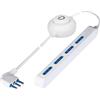 POLYPOOL Presa multipla "SPAZIOZERO" 250V con 4 prese 10A 2P+T, 2 m cavo, spina salvaspazio 2P+T uscita a 90°, bianco, ingombro di soli 23mm
