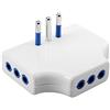 POLYPOOL Adattatore Spaziozero con spina 10A 2P+T, 3 prese 2P+T 250V, ingombro di soli 20mm dalla presa a muro, bianco