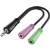 HAMA Adattatore Jack 3,5 mm 4 poli M/ 2x F, per cuffie con microfono