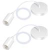 Caldarax 2 Pezzi Portalampada E27 in Metallo, Lampada a Sospensione Accessori, con 100CM Regolabile Cavo, E27 Lampada a Sospensione per Ristoranti, Cucina, Soggiorno, Caffè, Bar(Bianco)