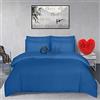Comfort Collections Set copripiumino in flanella di cotone spazzolato 100% tinta unita blu matrimoniale 200 cm x 200 cm circa