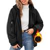 Vancavoo Giacca Invernale Donna Giubbotto Cappotto Corto Felpa con Cappuccio Imbottita Caldo Cappotti Casual Outdoor Parka Piumino Puffer Jacket,Nero,XL