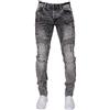 Ze ENZO Enzo - Jeans da uomo, super skinny, elasticizzati, strappati, in denim, per tutte le gambe, Acido Nero, W28 / L30
