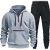 Generico Completo Running Uomo Invernale Felpa Con Cappuccio Mezza Zip E Pantaloni Fitness Tute 2 Pezzi Offerta Leggera Completo Sportiva Comode Tute Palestra Casa Casual Firmate Jogging Activewear