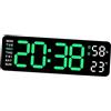 Generic Orologio da Parete Digitale a LED Con Temperatura e Settimana - Orologio da Tavolo Sospeso Moderno per Soggiorno, Luce Verde Nera