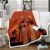 Loussiesd Coperta calda in peluche marrone africano modello africano in pile etnica afro giraffa sherpa coperta per divano da donna nera palma sfocata coperta 100 x 120 cm