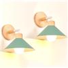 iDEGU 2 Pezzi Lampade da Parete Interno 22cm Applique da Parete in Legno e Metallo Retrò Lampadario Plafoniera Regolabile Illuminazione da Parete Moderna per Camera da Letto, Soggiorno, Bagno (Verde)