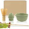 Raxfekro Set Matcha: 5 Fruste, Cucchiaio, Ciotola Con Beccuccio, Whisk, Set Da Tè in Ceramica