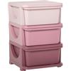 HOMCOM Cassettiera 6 Cassetti per Bambini 3-6 Anni con Bordi Arrotondati, Mobile Portagiochi in PP, 37x37x56.5cm, Rosa