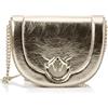 Pinko Love Round Click Classic Nappa Crinckle Laminata, Borsa Donna, Zzfb_argento-block Color, Taglia unica