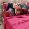PETTI Artigiani Italiani - Lenzuola Animali con Gatti in Cotone con Federe in Stampa Digitale, Lenzuola Letto Singolo, Completo Letto Singolo Fuxia, 100% Made in Italy