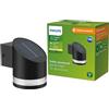 Philips LED Fyve Lampada Solare da Parete per Esterni, Luce Bianca Calda, 1.5W, IP44, Nero