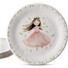 GREENBOX 8 piatti di carta rosa per compleanni bambini 23 cm principessa - stoviglie per feste senza plastica - stoviglie usa e getta, stoviglie per feste di compleanno dei bambini