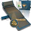 CALM ELEPHANT ORIGINAL MANDALA PRO XXL Set 5 pz Tappetino Agopressione Intensivo con Cuscini Collo e Lombare, Tappetino Piedi, Funzione Riscaldante - Completo Sollievo da Dolore e Stress - Blu
