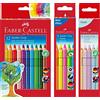 Faber-Castell - Penna colorata Jumbo Grip, astuccio in cartone da 12 + custodia Jumbo Grip colori neon + astuccio da 5 colori pastello